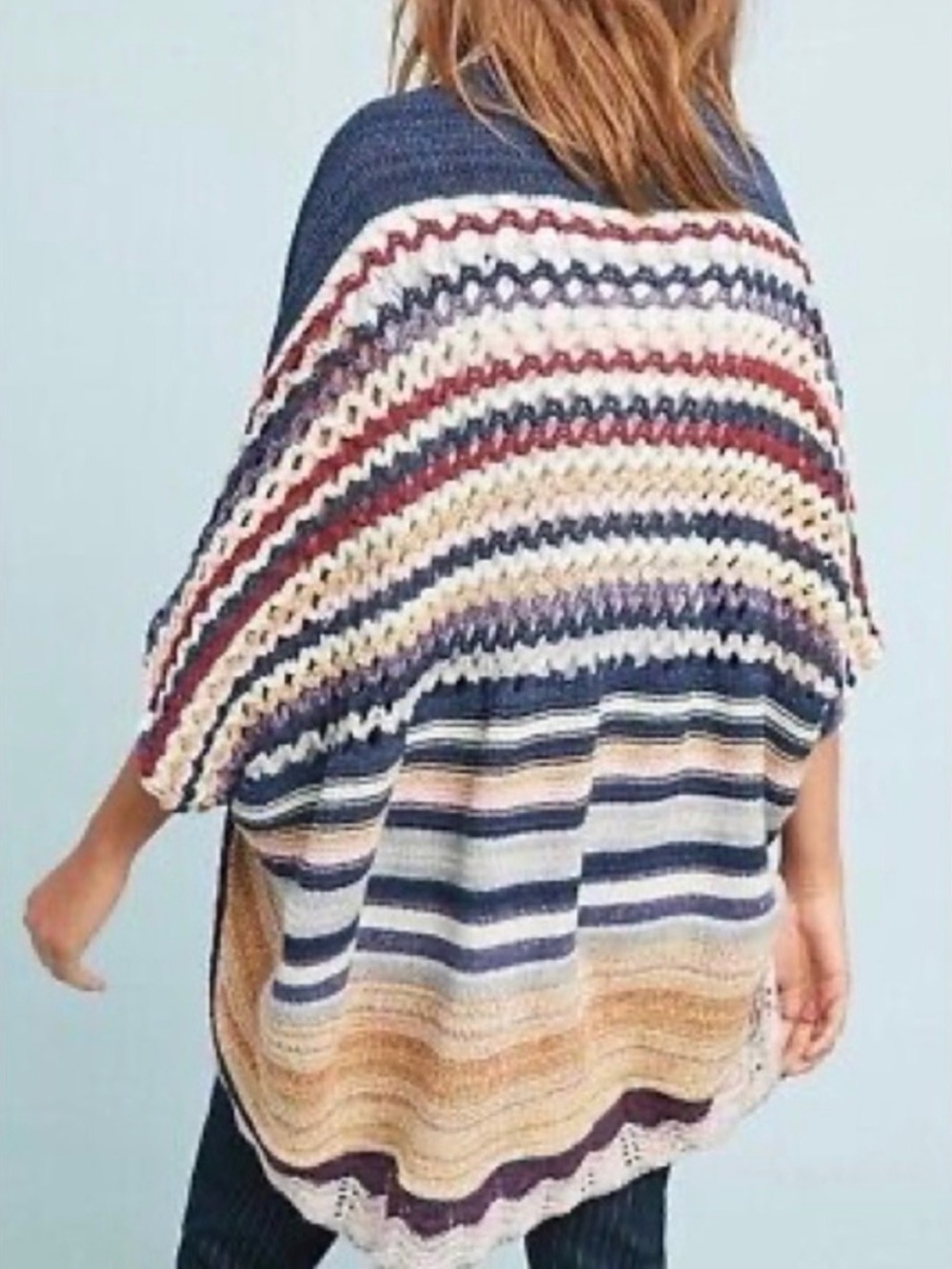Anthropologie Moth Kearney Striped Open-Knit Cardigan